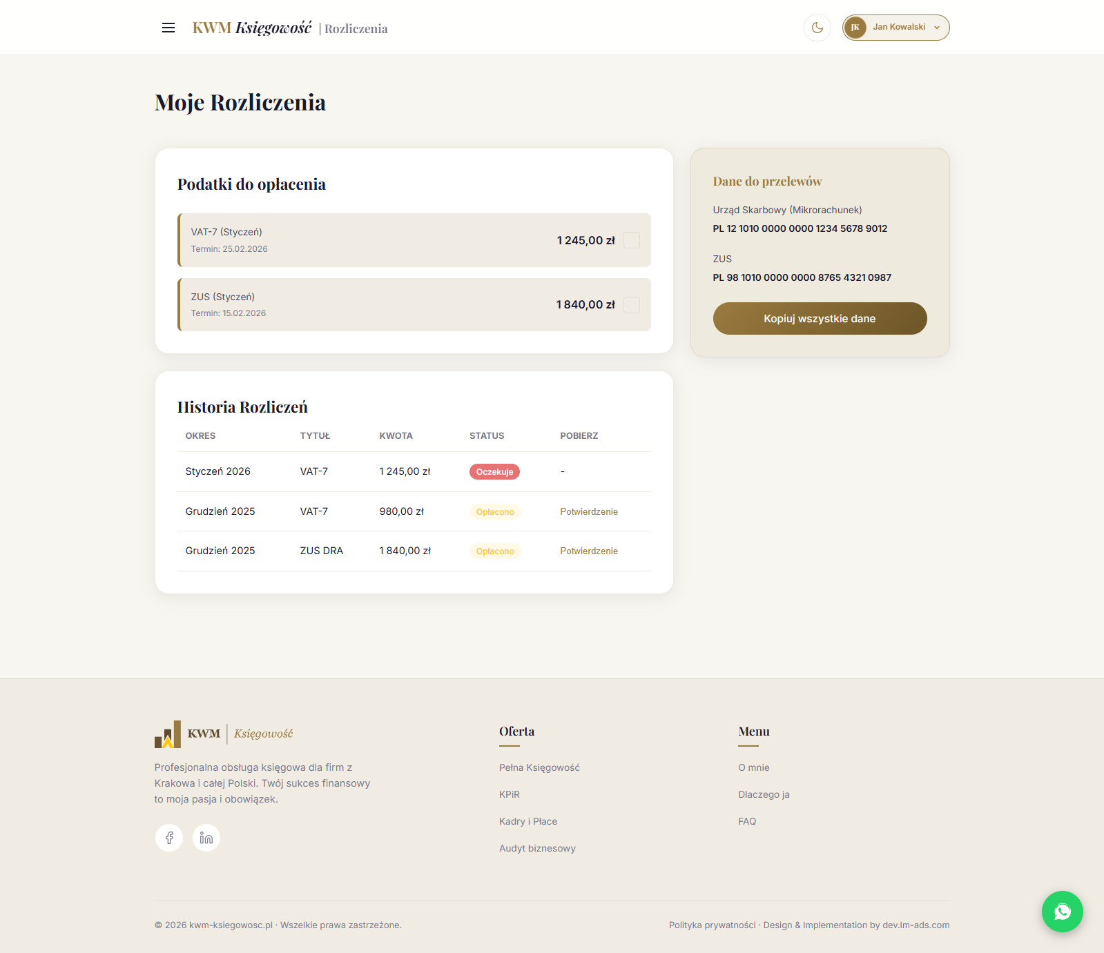 Rozliczenia i statystyki - Podgląd